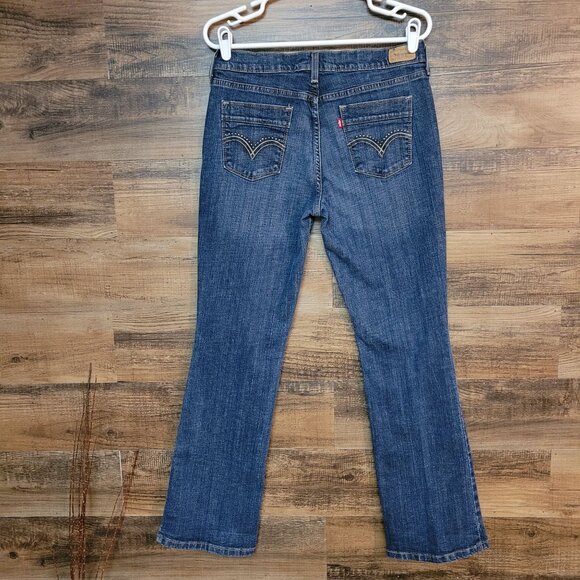 Levi's Jeans Size 8 Mid Rise 515 Bootcut Studded Medium Dark Wash Western - Picture 3 of 10